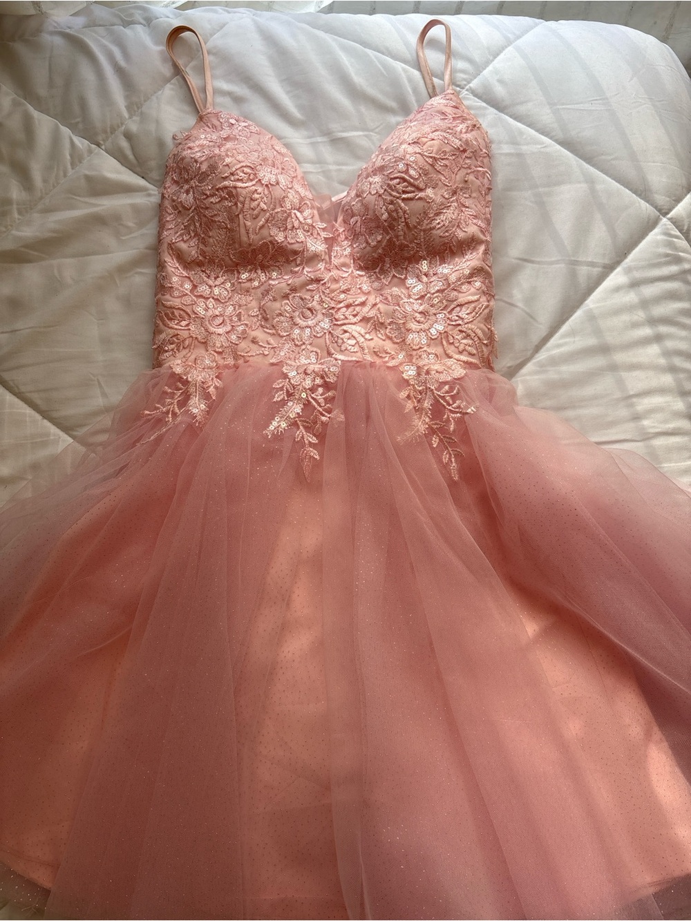Girls Pink Lace & Tulle Party Dress